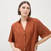 Blouse manches courtes fluide marron femme