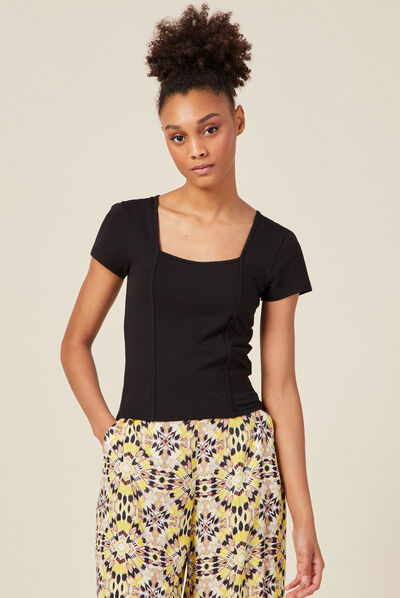 T-shirt manches courtes noir femme