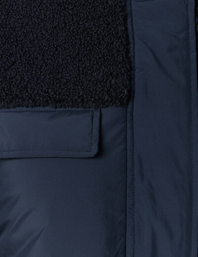Manteau manches sherpa bleu marine femme