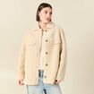 Manteau surchemise droit creme femme