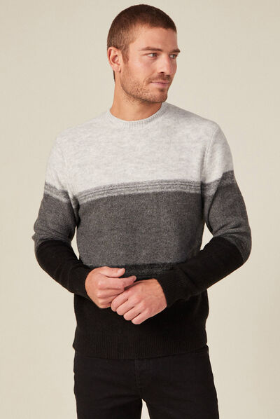 Pull manches longues gris foncé homme