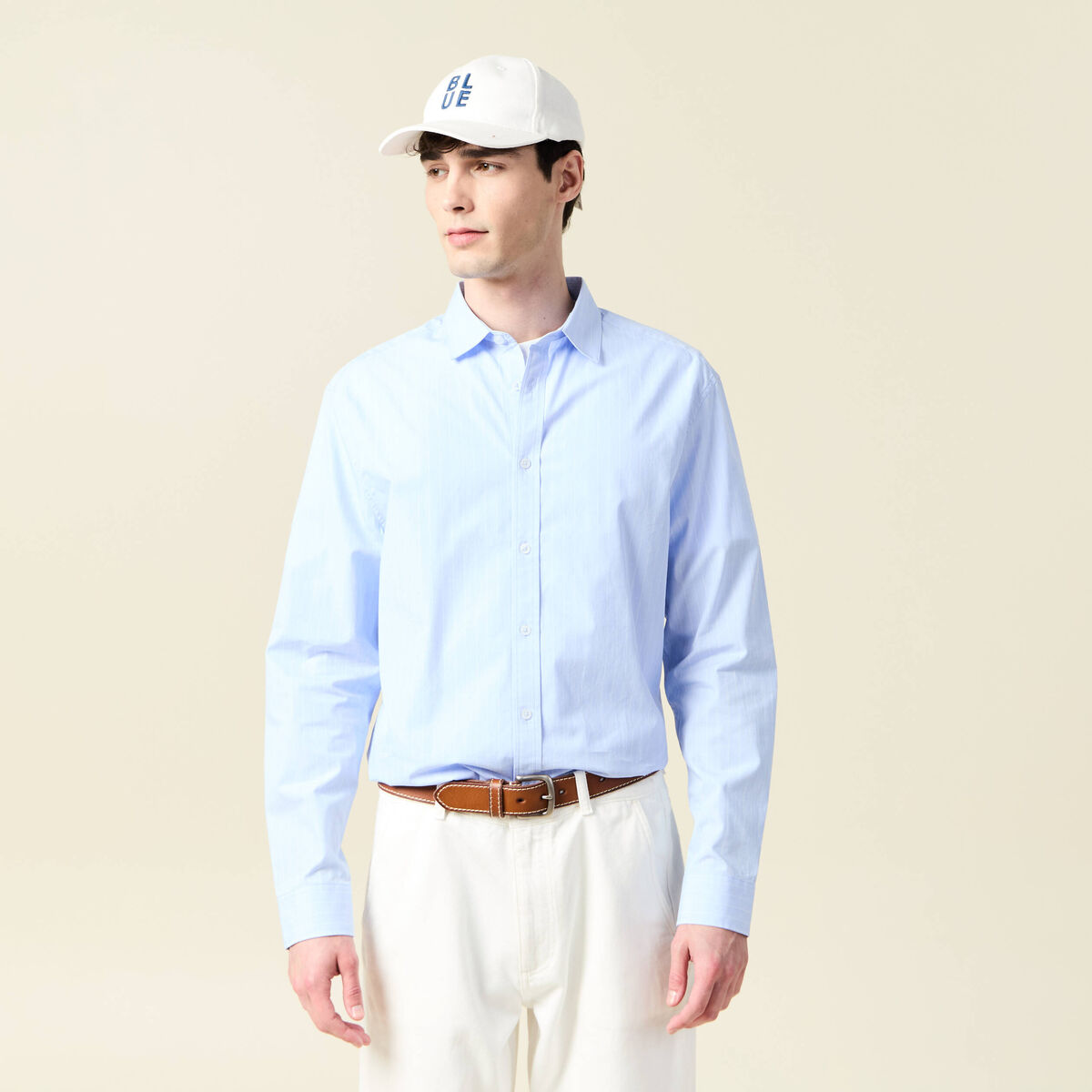 Chemise manches longues bleu ciel homme
