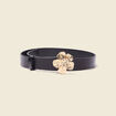 Ceinture en cuir boucle fleur noir femme
