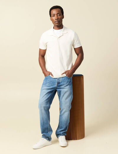 Jeans straight longueur 32 en coton denim stone homme