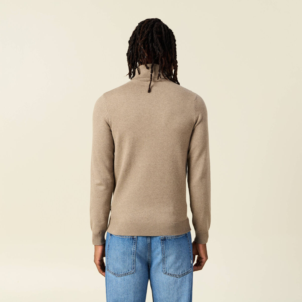Pull manches longues taupe homme