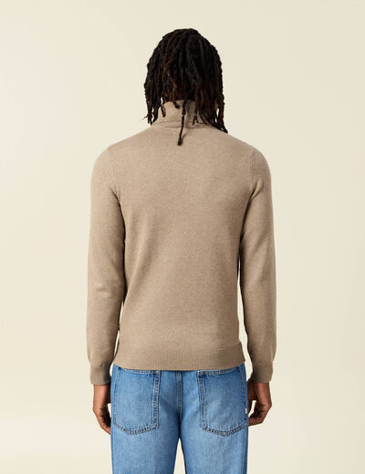 Pull manches longues taupe homme