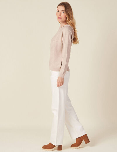 Pull à capuche creme femme