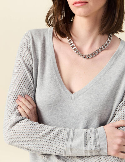 Pull à manches longues gris clair femme