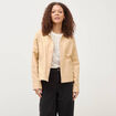 Veste manches longues col classique taupe femme