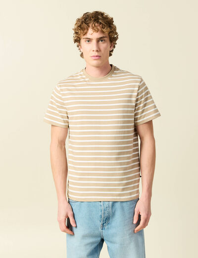 T-shirt en coton manches courtes beige homme