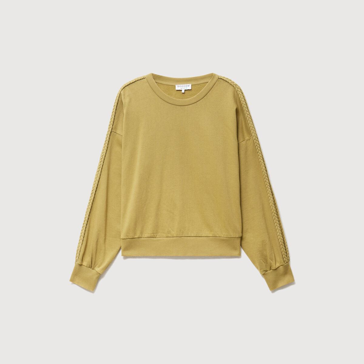 Sweat droit en coton manches longues camel femme