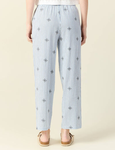 Pantalon droit 7/8ème bleu ciel femme
