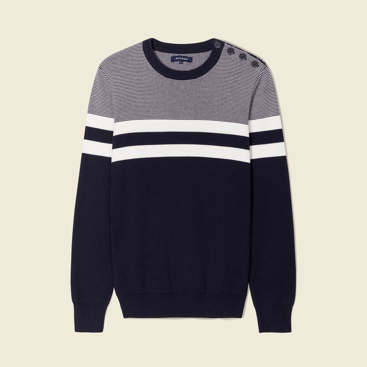 Pull manches longues bleu marine homme