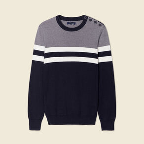 Pull manches longues bleu marine homme