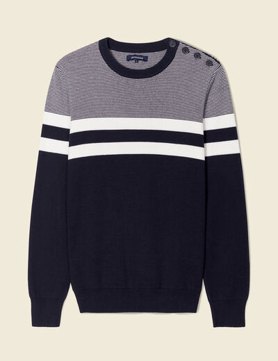 Pull manches longues bleu marine homme