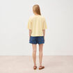 T-shirt col v manches courtes en coton jaune clair femme