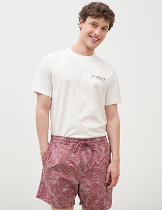Maillot de bain avec broderie doubl&eacute; vieux rose homme