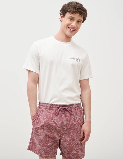 Maillot de bain avec broderie doubl&eacute; vieux rose homme