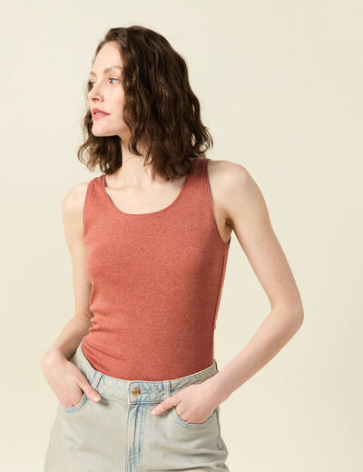 Débardeur femme uni col arrondi Instinct orange femme