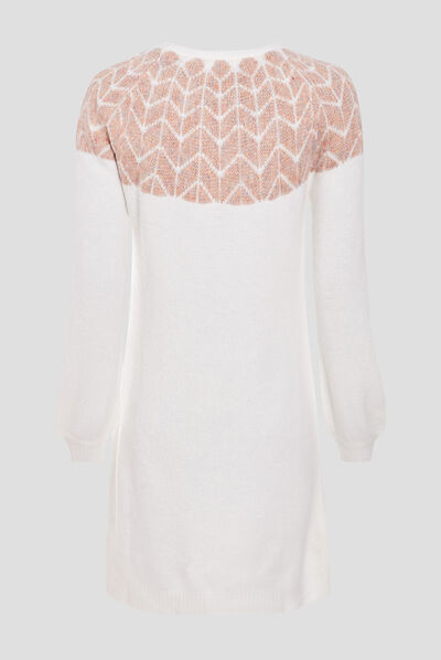 Robe pull droite ecru femme