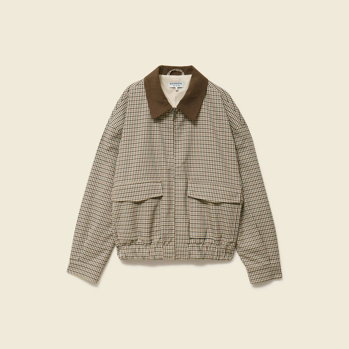 Blouson oversize manches longues doubl&eacute; marron femme
