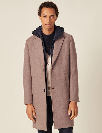 Manteau avec capuche amovible vert kaki homme