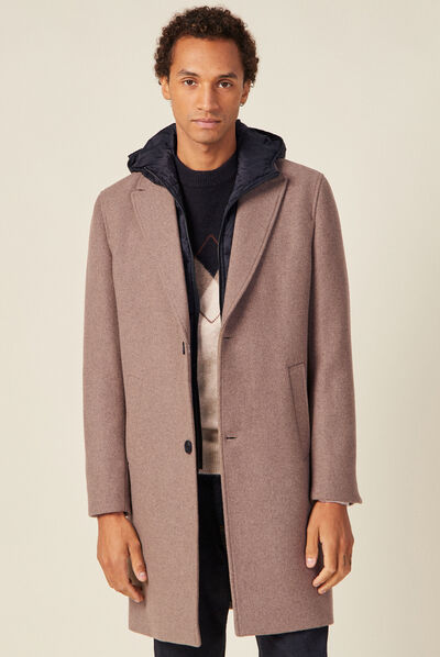 Manteau avec capuche amovible vert kaki homme