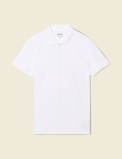 Polo cintr&eacute; en coton manches courtes blanc homme