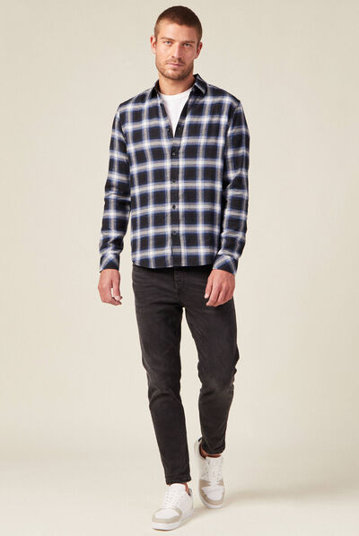 Chemise manches longues bleu electrique homme