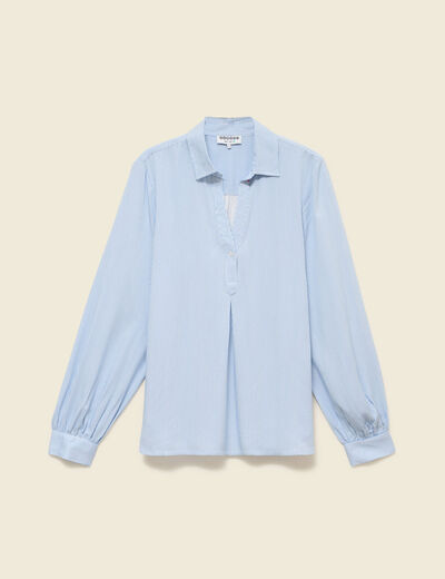 Blouse manches longues bleu femme