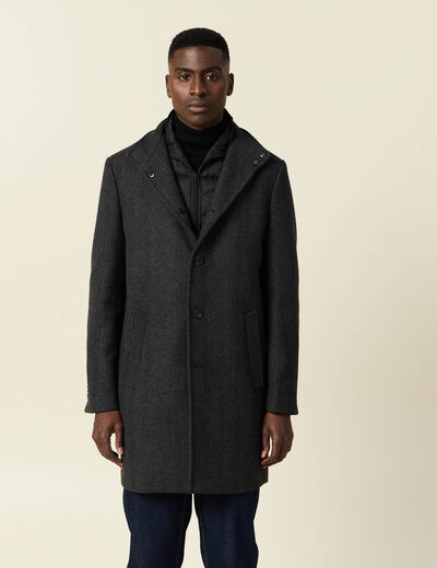 Manteau ajusté boutonné gris foncé homme