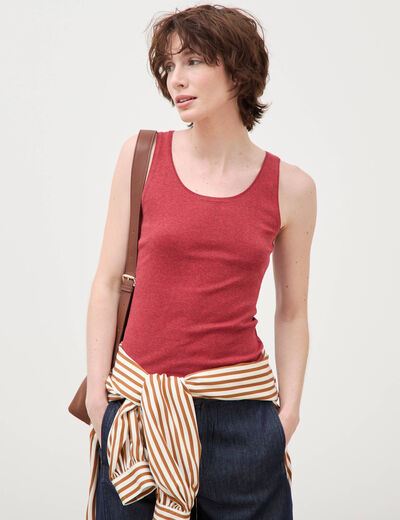 D&eacute;bardeur cintr&eacute; d&eacute;collet&eacute; sans manches bordeaux femme