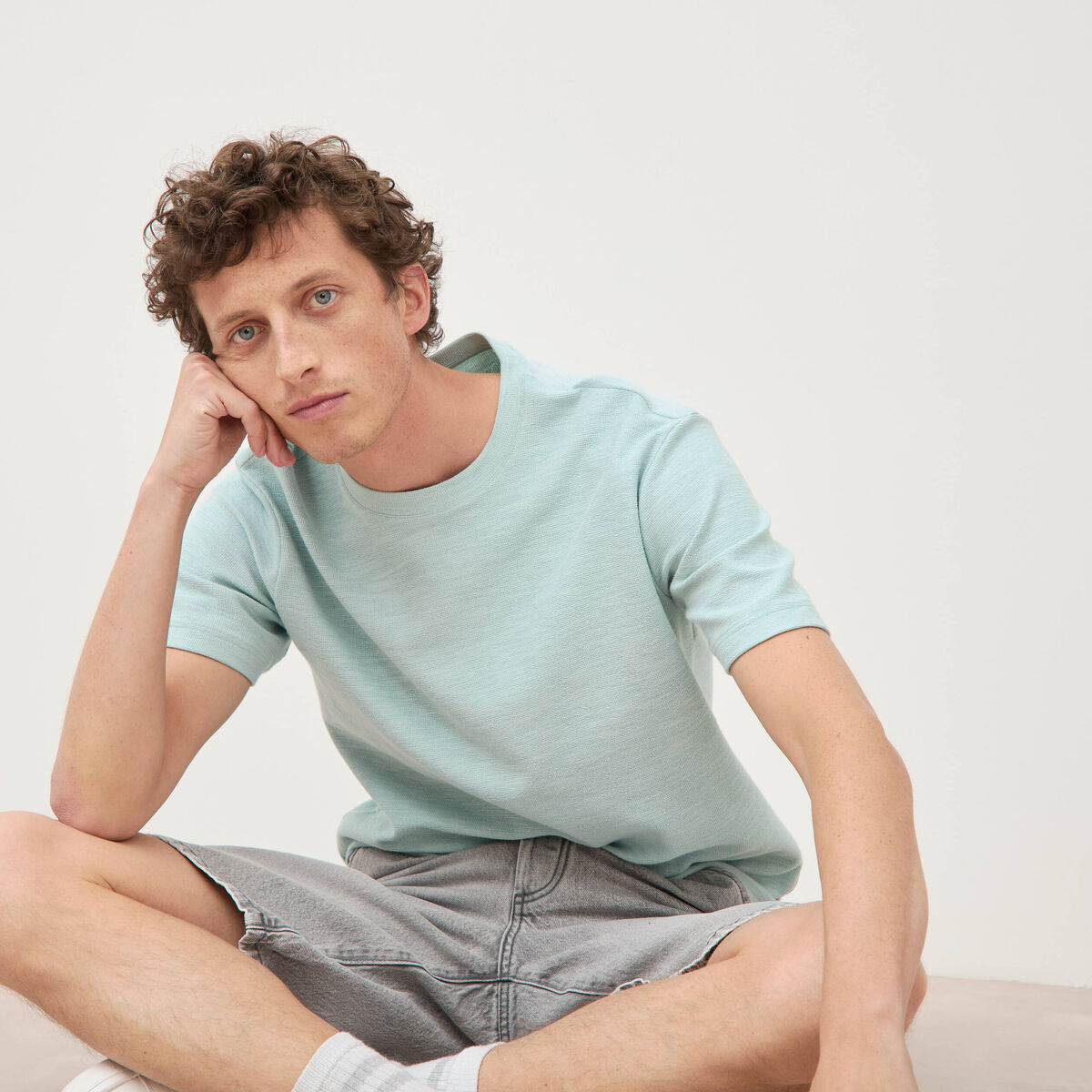 T-shirt manches courtes bleu gris homme