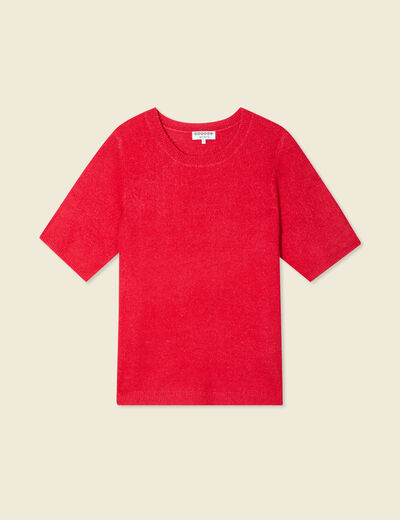 Pull manches courtes rouge femme
