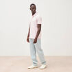 Polo cintr&eacute; en coton manches courtes rose homme