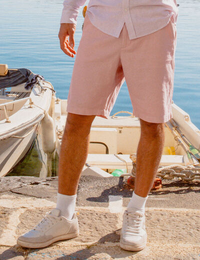 Bermuda chino rose pastel homme