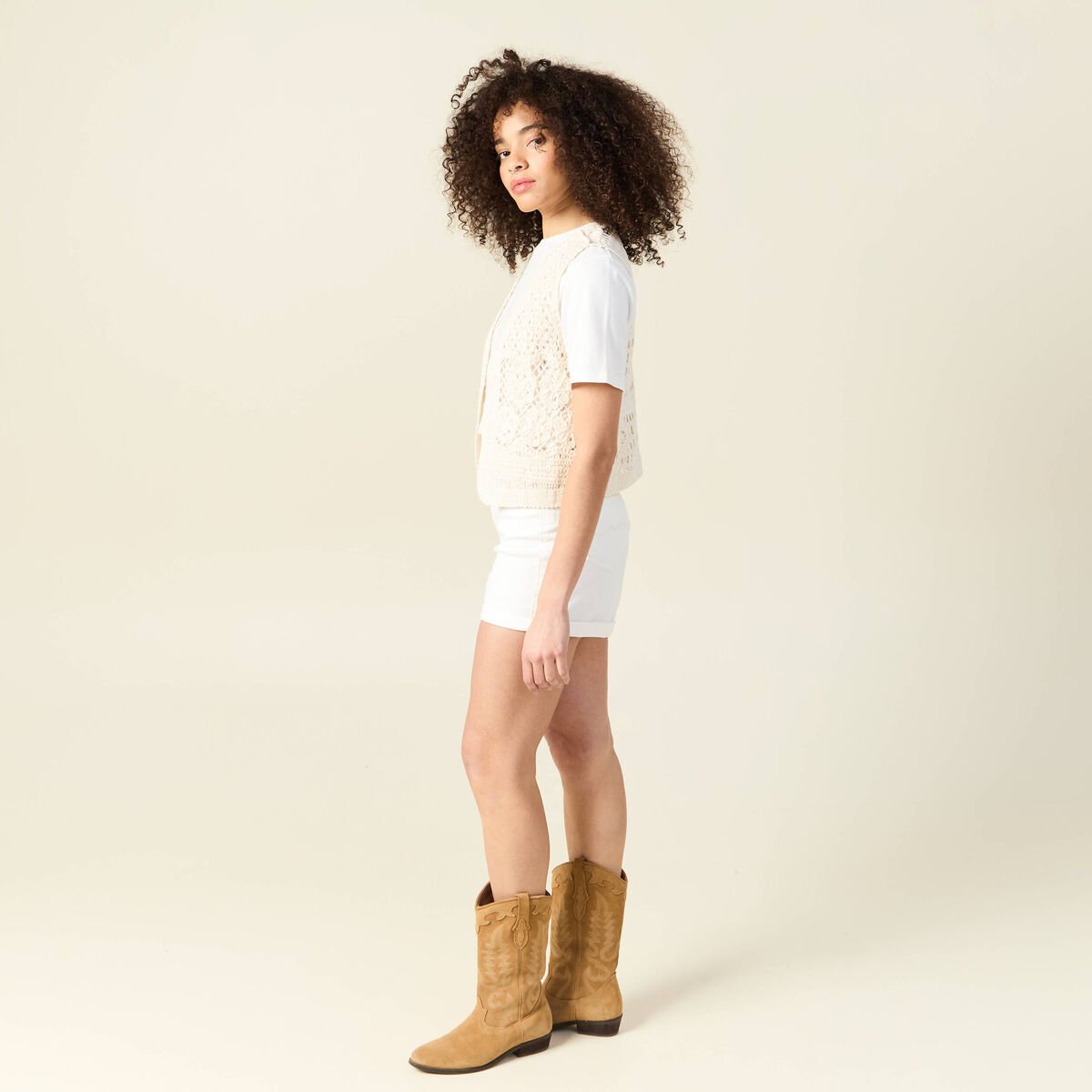 Gilet sans manches ecru femme