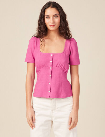 T-shirt manches courtes rose framboise femme