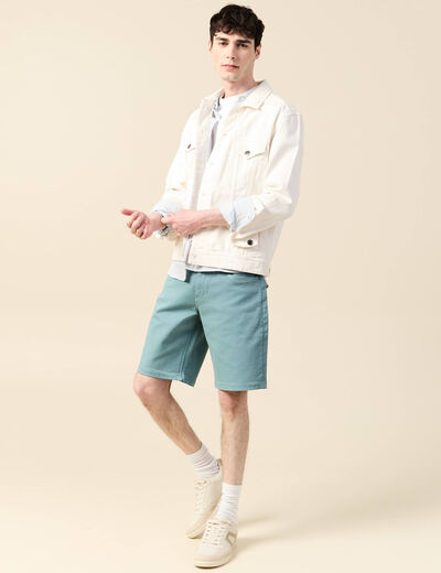 Bermuda droit 5 poches vert foncé homme