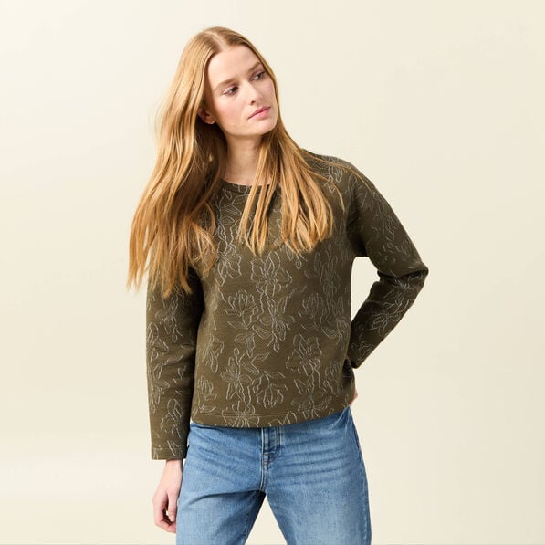 sweat manches longues brillant vert kaki femme Sweat manches longues brillant vert kaki femme