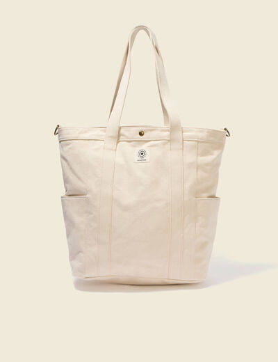 Cabas en coton avec doublure creme femme