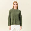 Pull manches longues ajouré vert kaki femme