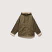 Parka oversize courte &agrave; capuche vert kaki femme