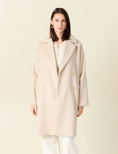 Manteau long oversize creme femme
