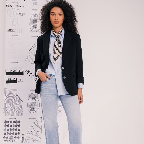 Veste blazer droite noir femme