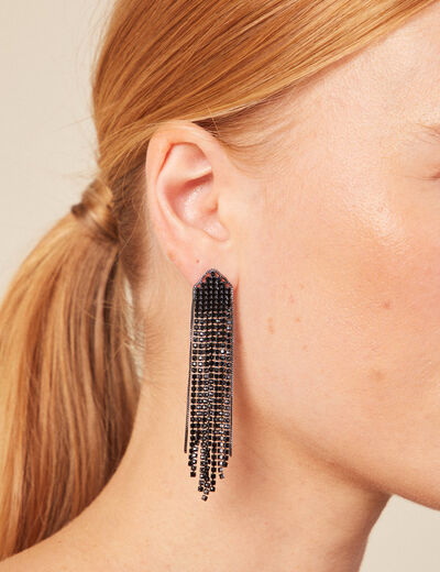 Boucles d'oreilles pendantes noir femme