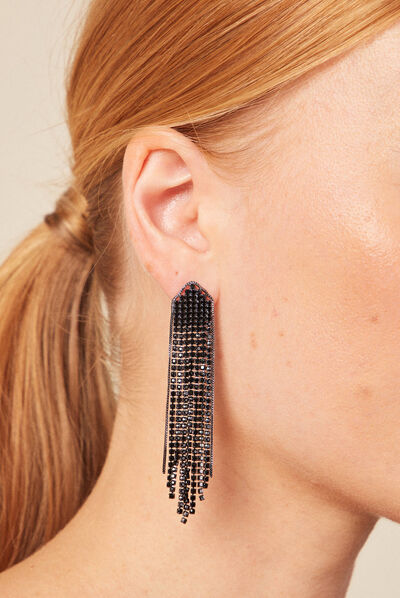 Boucles d'oreilles pendantes noir femme