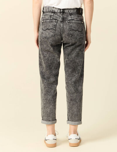 Jeans girlfriend 5 poches denim snow gris femme