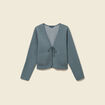Cardigan droit court manches longues vert canard femme