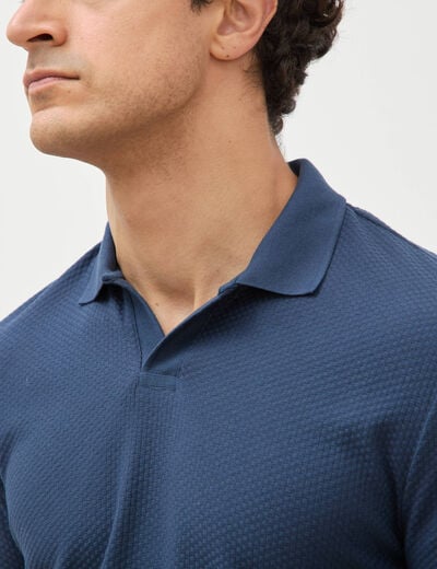 Polo manches coude bleu fonc&eacute; homme